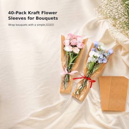 40-Piece Kraft Paper Flower Bouquet Sleeves